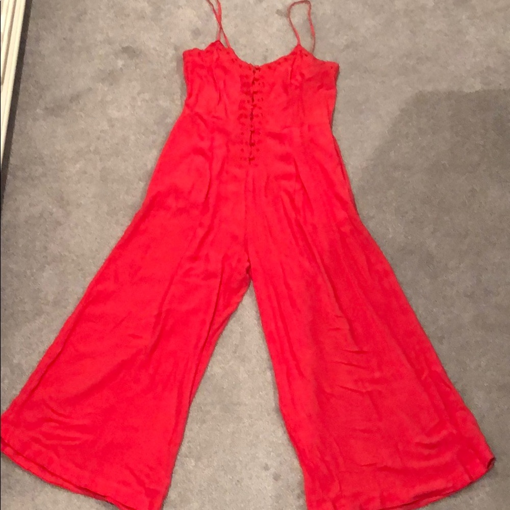 Free people red jumpsuit